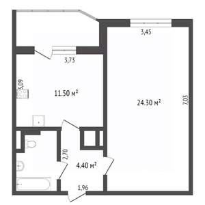 1-к квартира, вторичка, 50м2, 7/14 этаж