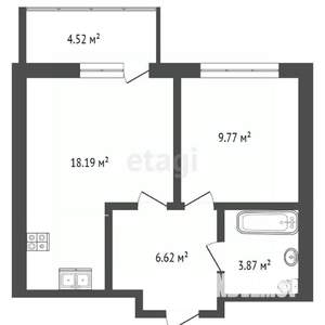 1-к квартира, вторичка, 44м2, 2/10 этаж