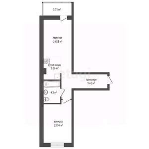 1-к квартира, вторичка, 49м2, 5/23 этаж