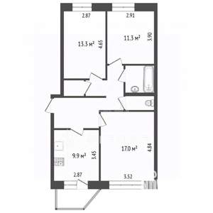 3-к квартира, вторичка, 70м2, 4/5 этаж