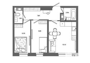 2-к квартира, вторичка, 45м2, 1/19 этаж