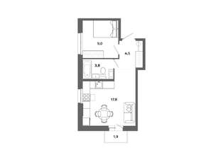 1-к квартира, вторичка, 35м2, 6/19 этаж