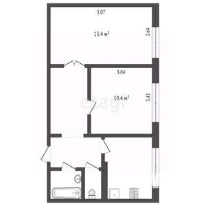2-к квартира, вторичка, 44м2, 2/9 этаж