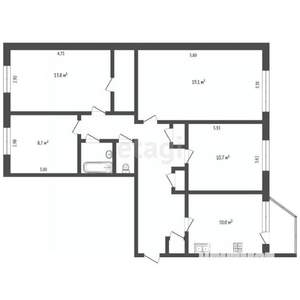 4-к квартира, вторичка, 88м2, 3/5 этаж