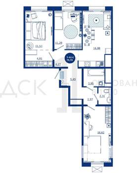 3-к квартира, вторичка, 80м2, 17/17 этаж