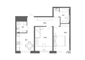2-к квартира, вторичка, 56м2, 1/19 этаж