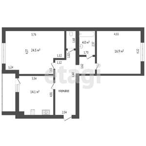 2-к квартира, вторичка, 74м2, 7/9 этаж