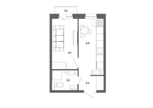 1-к квартира, вторичка, 24м2, 5/19 этаж