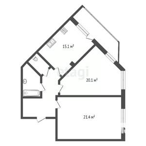 2-к квартира, вторичка, 72м2, 9/17 этаж
