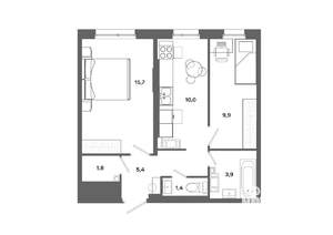 2-к квартира, вторичка, 48м2, 9/19 этаж