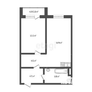 1-к квартира, вторичка, 43м2, 4/4 этаж