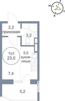 1-к квартира, вторичка, 23м2, 1/25 этаж