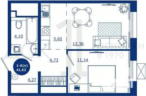 1-к квартира, вторичка, 42м2, 14/17 этаж