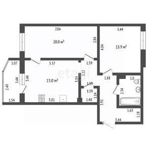2-к квартира, вторичка, 70м2, 2/4 этаж