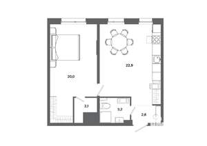 1-к квартира, вторичка, 51м2, 11/19 этаж