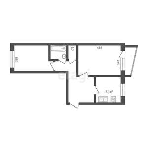 2-к квартира, вторичка, 54м2, 2/5 этаж