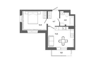 1-к квартира, вторичка, 38м2, 14/16 этаж