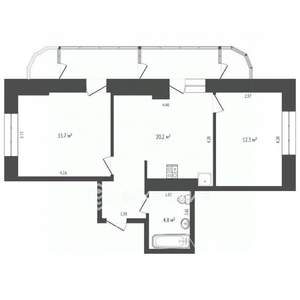 2-к квартира, вторичка, 53м2, 20/26 этаж
