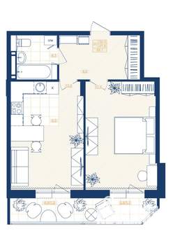 1-к квартира, вторичка, 50м2, 20/25 этаж