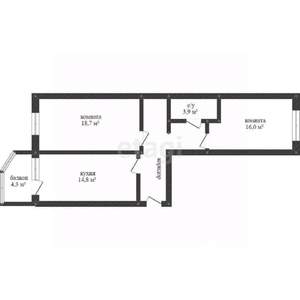 2-к квартира, вторичка, 67м2, 2/17 этаж