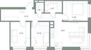 3-к квартира, вторичка, 74м2, 6/9 этаж