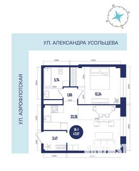 1-к квартира, вторичка, 48м2, 11/16 этаж