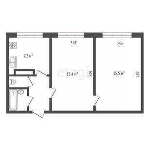 1-к квартира, вторичка, 45м2, 3/9 этаж