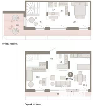 2-к квартира, вторичка, 122м2, 7/7 этаж