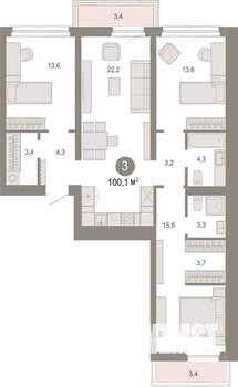3-к квартира, вторичка, 100м2, 5/9 этаж