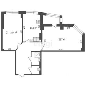 2-к квартира, вторичка, 70м2, 7/14 этаж