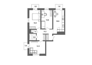 3-к квартира, вторичка, 73м2, 16/16 этаж