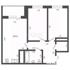 2-к квартира, вторичка, 60м2, 12/14 этаж