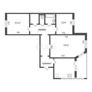 3-к квартира, вторичка, 70м2, 5/5 этаж