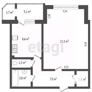 1-к квартира, вторичка, 43м2, 5/9 этаж