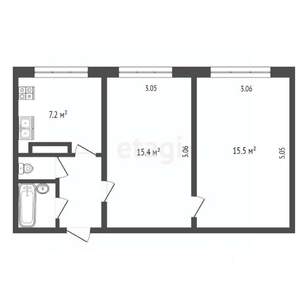 1-к квартира, вторичка, 45м2, 3/9 этаж