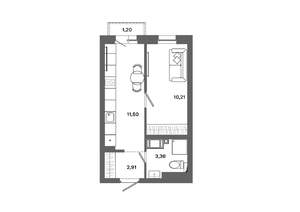 1-к квартира, вторичка, 28м2, 12/19 этаж