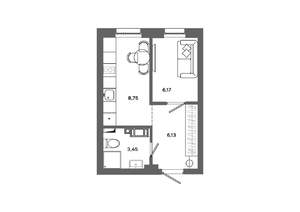 1-к квартира, вторичка, 25м2, 7/19 этаж