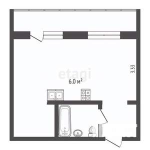 1-к квартира, вторичка, 30м2, 8/8 этаж