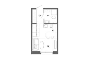 Студия квартира, вторичка, 20м2, 1/19 этаж