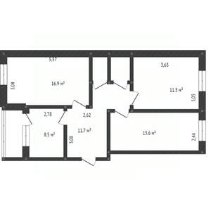 3-к квартира, вторичка, 67м2, 3/5 этаж