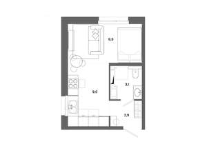 Студия квартира, вторичка, 25м2, 5/19 этаж
