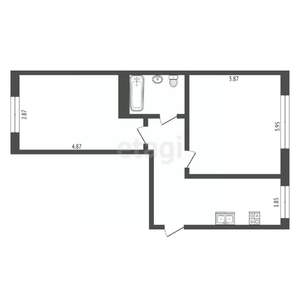 2-к квартира, вторичка, 45м2, 1/5 этаж