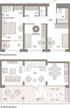 3-к квартира, вторичка, 119м2, 8/8 этаж