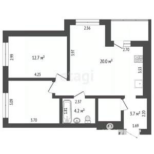 2-к квартира, вторичка, 58м2, 8/16 этаж