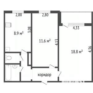 2-к квартира, вторичка, 50м2, 4/9 этаж