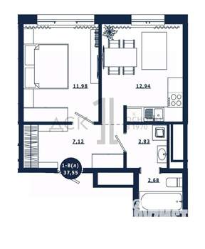1-к квартира, вторичка, 38м2, 11/16 этаж