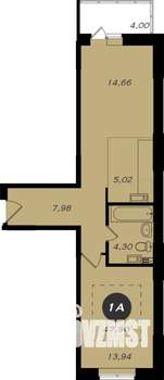 1-к квартира, строящийся дом, 48м2, 1/22 этаж