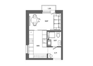 Студия квартира, вторичка, 25м2, 11/19 этаж