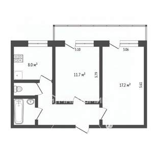 2-к квартира, вторичка, 54м2, 5/5 этаж