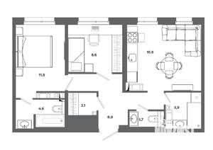2-к квартира, вторичка, 57м2, 2/19 этаж